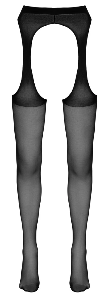 Cottelli Legwear pėdkelnės su kojinių laikiklių diržo imitacija, juodos, S/M