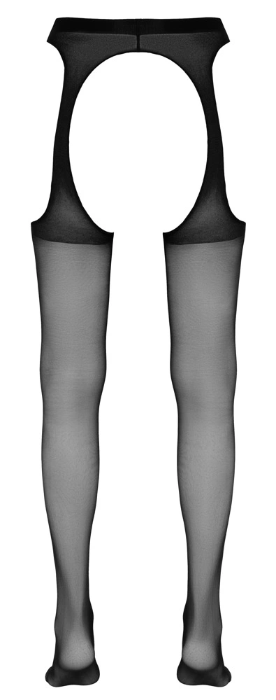Cottelli Legwear pėdkelnės su kojinių laikiklių diržo imitacija, juodos, S/M