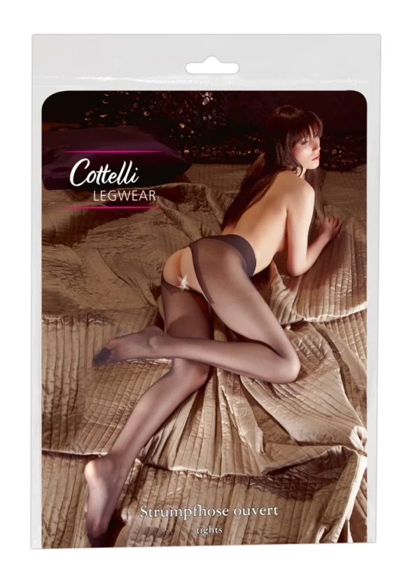 Cottelli Legwear pėdkelnės su atviru tarpkojiu, 20 den, juodos, 5 dydis
