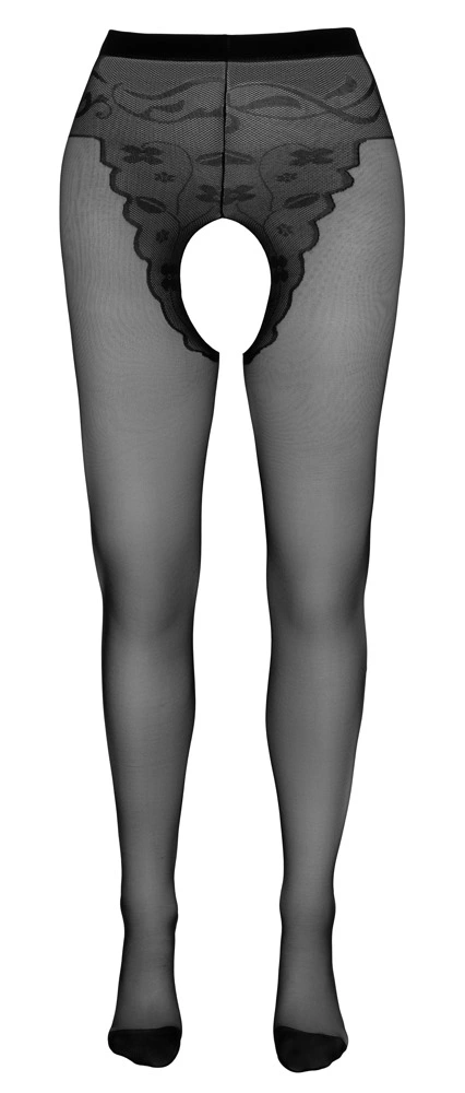 Cottelli Legwear pėdkelnės su atviru tarpkojiu ir dekoratyvine siūle, 20 den, juodos, M/L