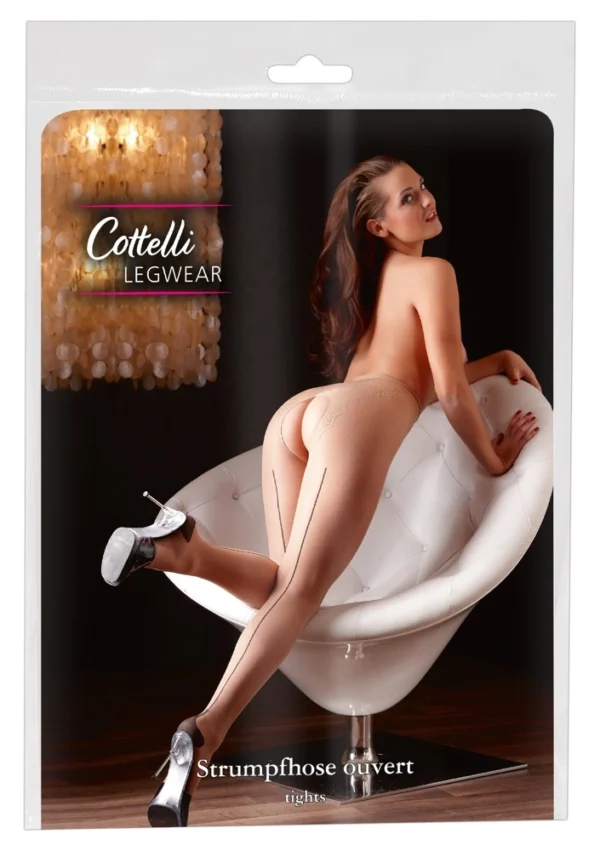 Cottelli Legwear pėdkelnės su atviru tarpkojiu, smėlio spalvos, 20 den, 3 dydis