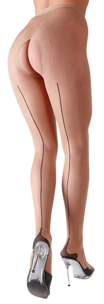 Cottelli Legwear pėdkelnės su atviru tarpkojiu, smėlio spalvos, 20 den, 3 dydis