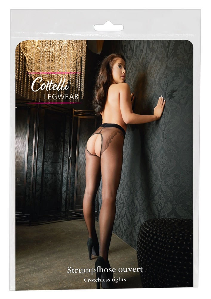 Cottelli Legwear pėdkelnės su atviru tarpkojiu, 20 den, juodos