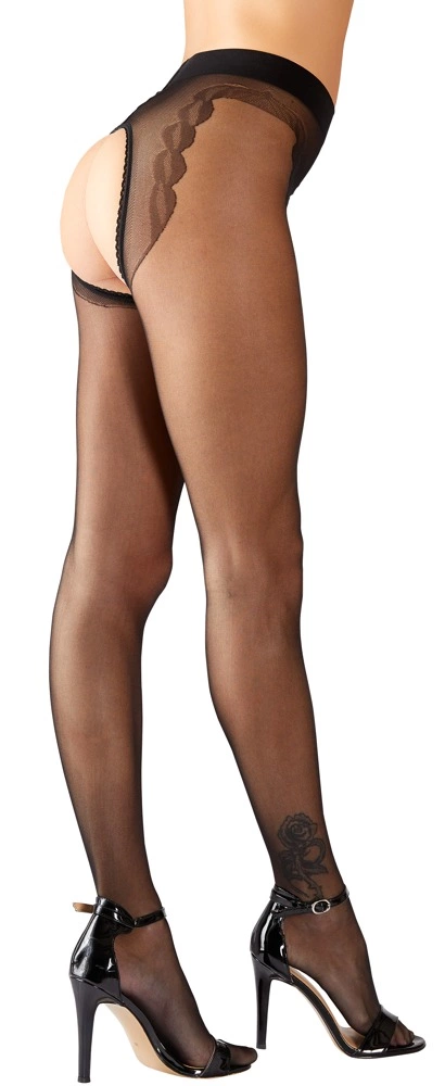 Cottelli Legwear pėdkelnės su atviru tarpkojiu, 20 den, juodos