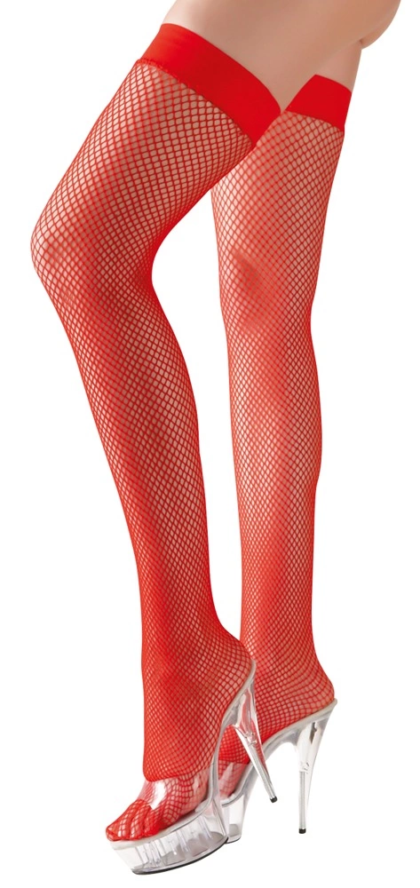 Cottelli Legwear tinklinės kojinės su silikonine juostele, raudonos, S