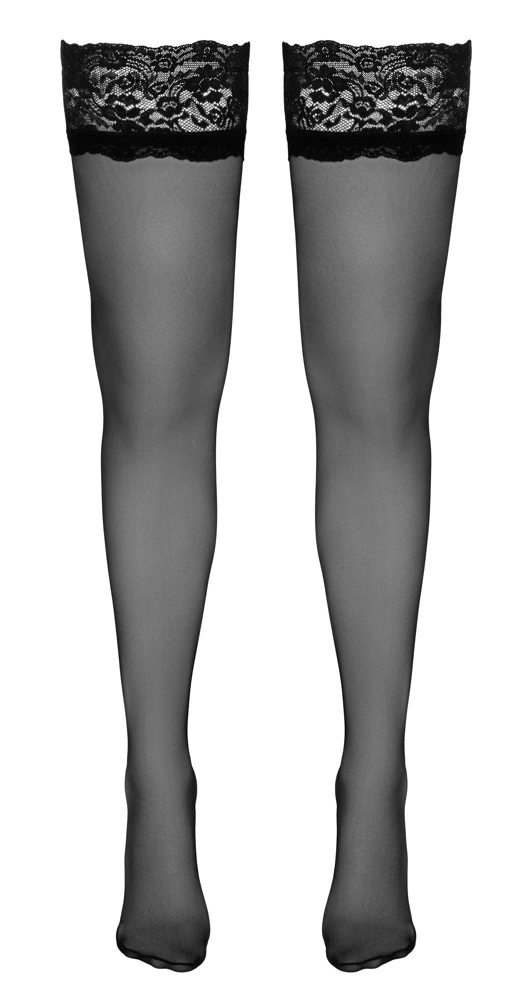 Cottelli Legwear savaime besilaikančios kojinės 20 DEN su 11 cm nėrinių juosta, juodos