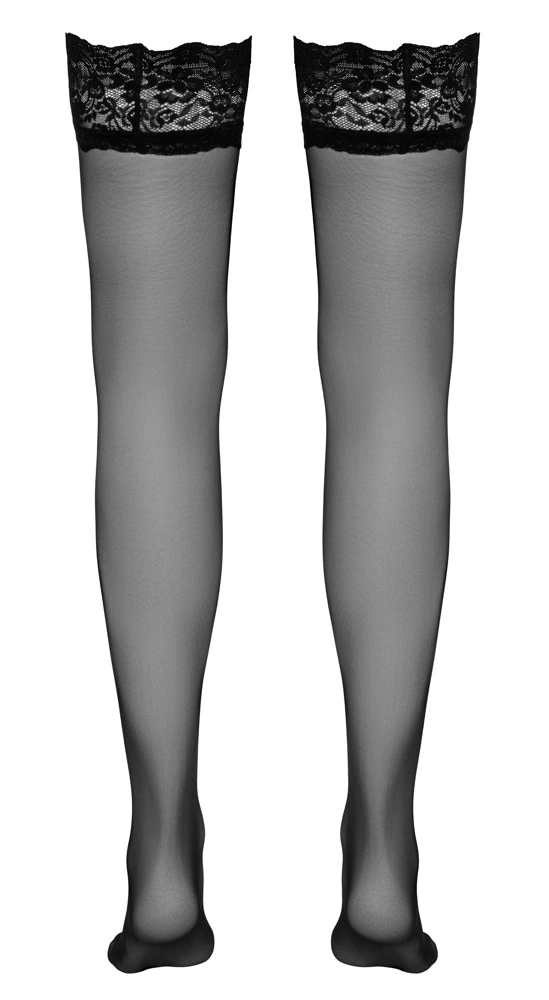Cottelli Legwear savaime besilaikančios kojinės 20 DEN su 11 cm nėrinių juosta, juodos