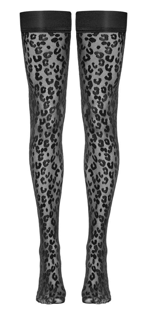 Cottelli Legwear savaime besilaikančios kojinės su leopardo raštu, juodos, 30 den, 5 dydis