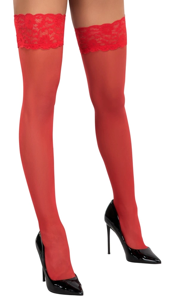 Cottelli Legwear savaime besilaikančios kojinės 20 den su 9 cm nėrinių viršumi, raudonos