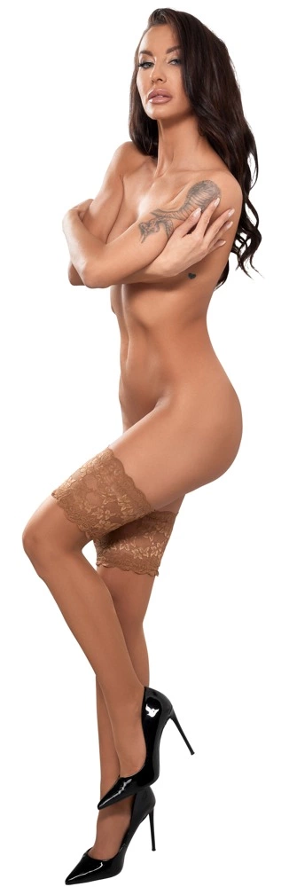 Cottelli LEGWEAR savaime besilaikančios kojinės, 14 cm nėriniai, 20 den, odos atspalvio