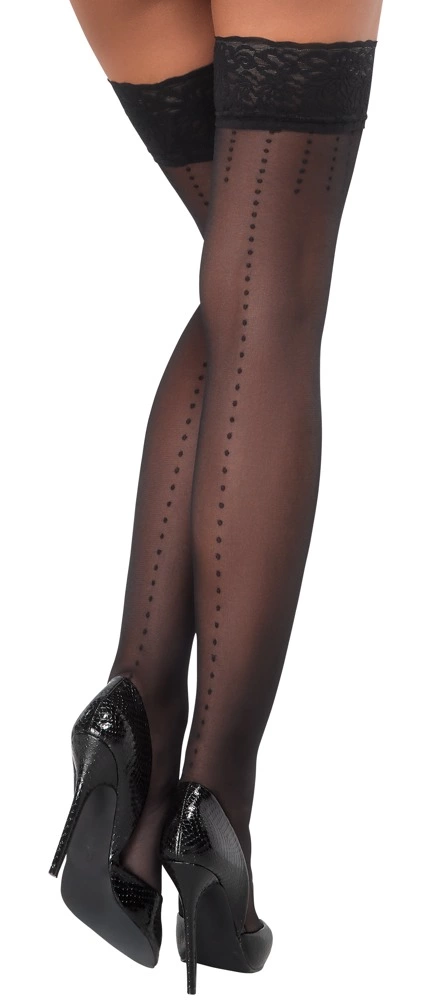 Cottelli Legwear savaime besilaikančios kojinės su taškeliais ir nėriniais, 20 DEN, juodos