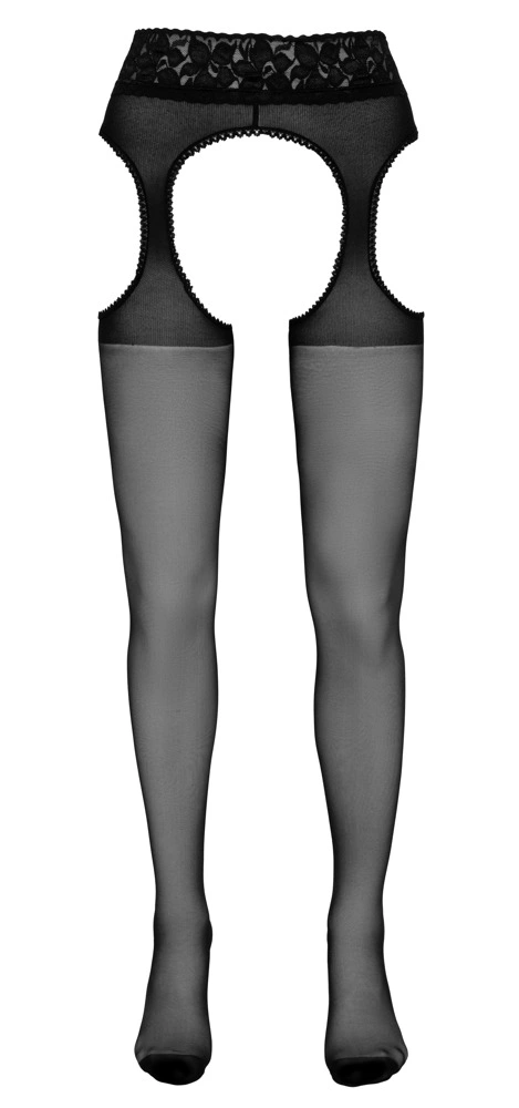 Cottelli Legwear pėdkelnės su nėrinių išpjovomis, juodos