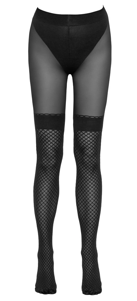 Cottelli Legwear juodos pėdkelnės su tinkleliu ir atviru tarpkojiu, 30 den, M/L
