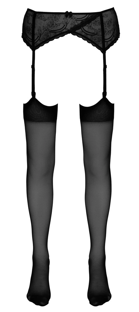 Cottelli Legwear klasikinės kojinės kojinių laikikliui, 20 den, juodos