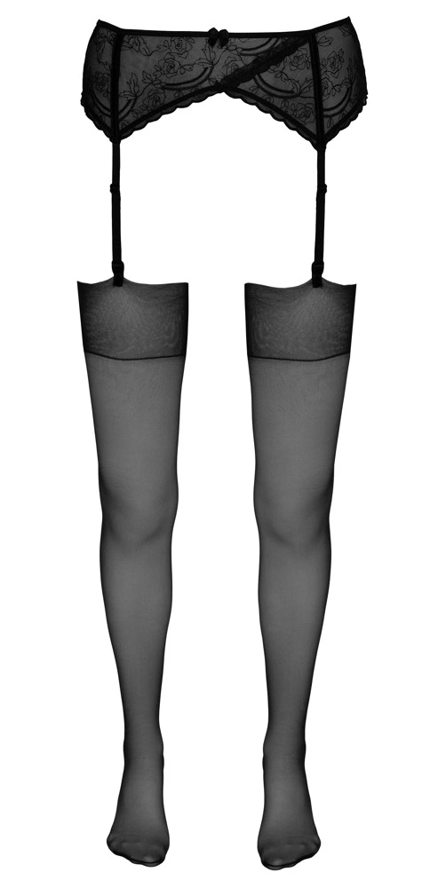 Cottelli Legwear šilkiškos kojinės laikikliui, 20 den, juodos, dydis 5