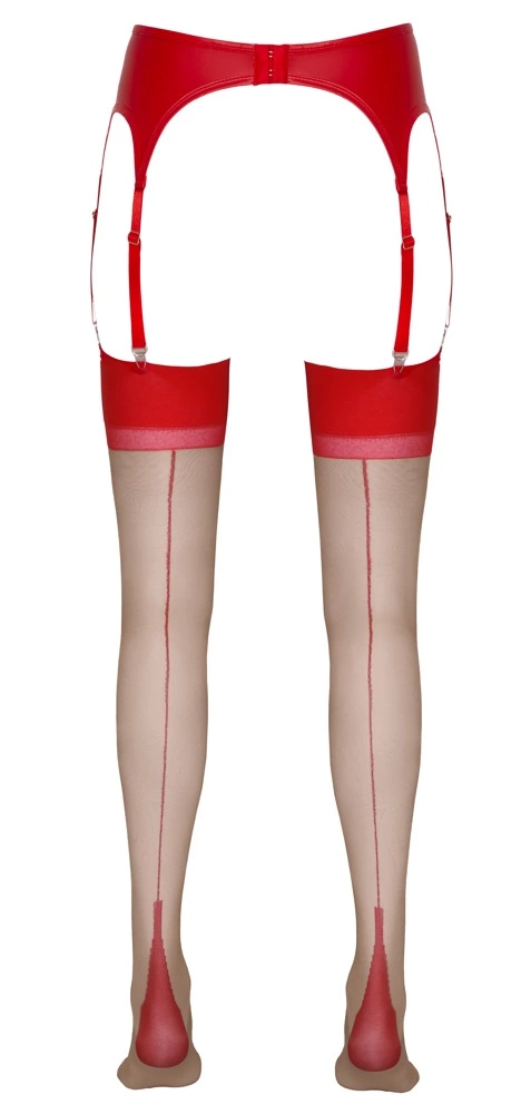 Cottelli Legwear kojinės su raudona siūle, kūno spalvos, dydis 5