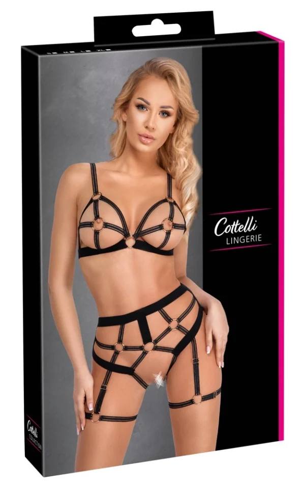 Cottelli Lingerie apatinio trikotažo komplektas su elastinėmis juostelėmis, juodas, M