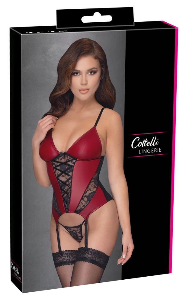 Cottelli Lingerie korsetas su kojinių laikikliais ir stringais, S