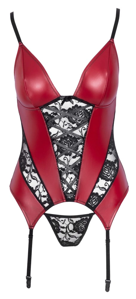 Cottelli Lingerie korsetas su kojinių laikikliais ir stringais, S