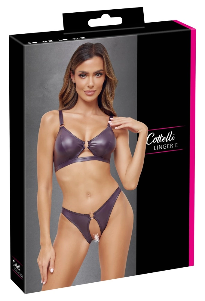 Cottelli Lingerie apatinio trikotažo komplektas, violetinis Wet Look, S