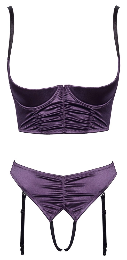 Cottelli Lingerie satininis komplektas su kojinių laikikliais, violetinis, 80C/M