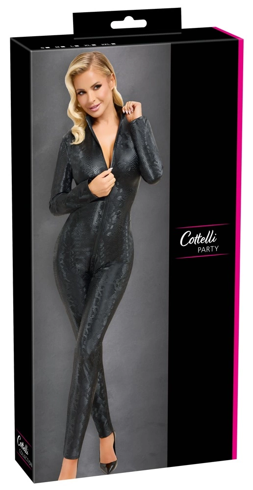 Cottelli Party ilgas kombinezonas gyvatės odos rašto, pilkas, 2XL
