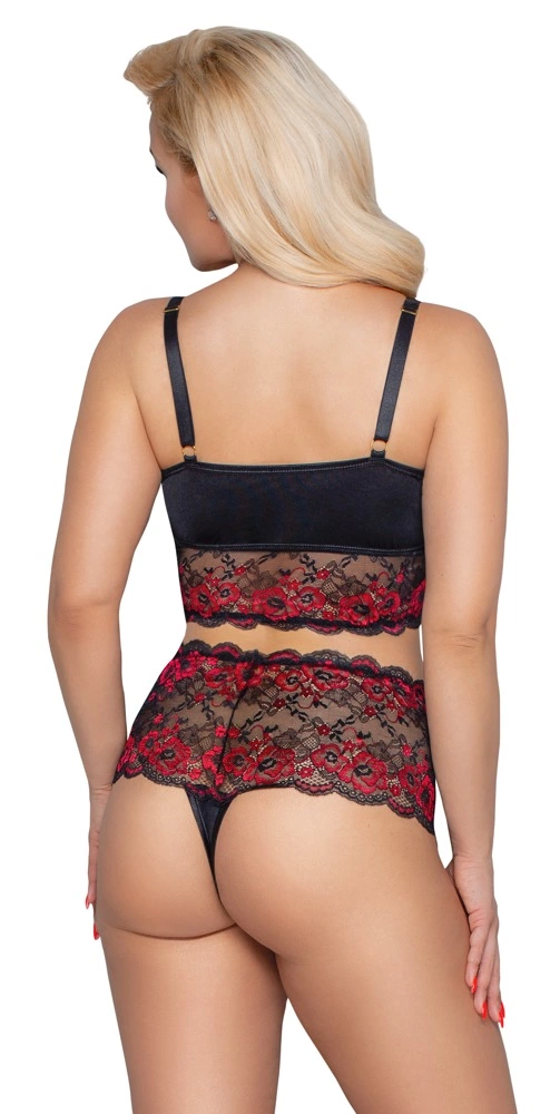 Cottelli Curves apatinio trikotažo komplektas su nėriniais, juodas, 2XL