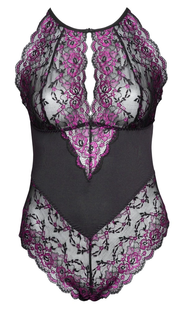 Cottelli Curves bodis su dviejų spalvų gėlių nėriniais, 2XL