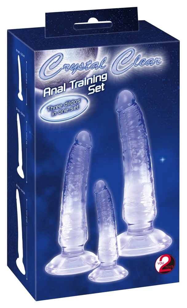 Crystal Clear dildo rinkinys su siurbtukais, S, M, L, 3 vnt.