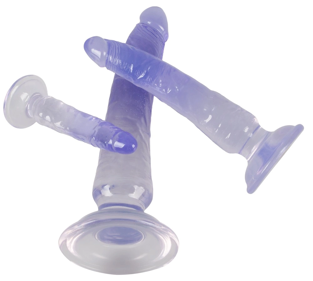 Crystal Clear dildo rinkinys su siurbtukais, S, M, L, 3 vnt.