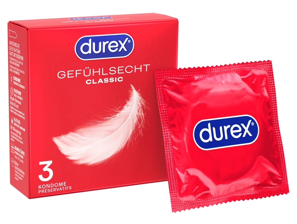 Durex prezervatyvai su rezervuaru, 3 vnt., plotis 56 mm