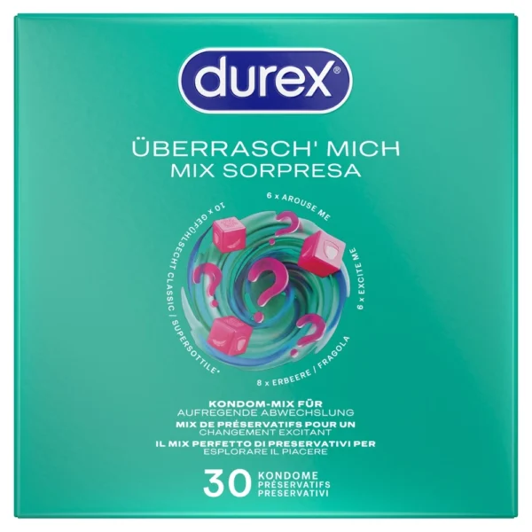 Durex Surprise Me prezervatyvų rinkinys, 30 vnt., 4 rūšių