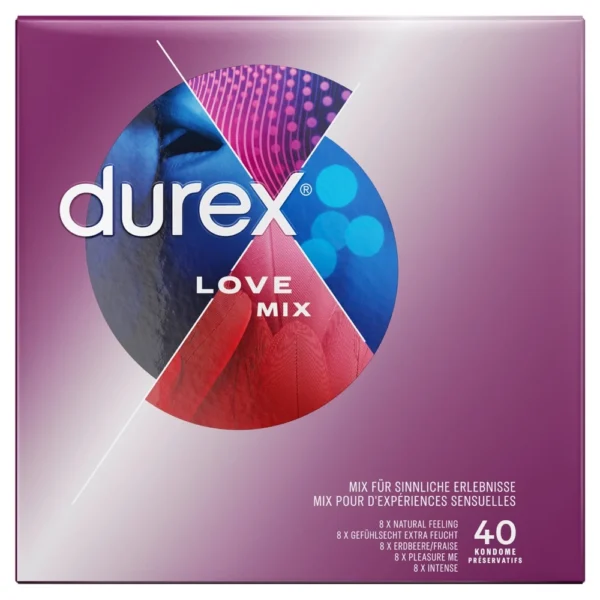 Durex Love Mix prezervatyvų rinkinys, 5 rūšys, 40 vnt.