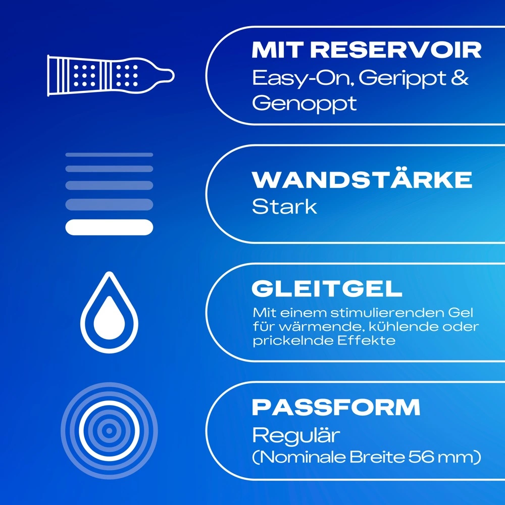 Durex Intense Orgasmic prezervatyvai su rievelėmis ir iškilimais, mėtų skonio, 22 vnt.