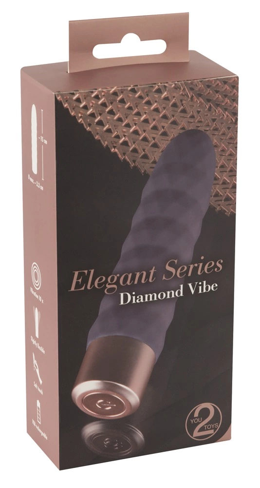 Elegant Series vibratorius su rievelėmis, įkraunamas per USB, violetinis, 15 cm