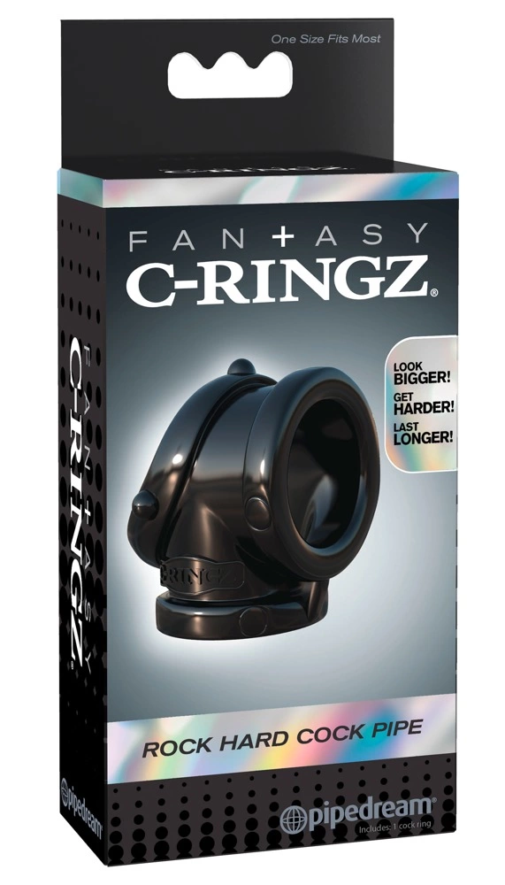 Fantasy C-Ringz dvigubas varpos žiedas iš elastingo TPR, juodas, 7 cm