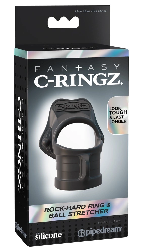 Fantasy C-Ringz dvigubas silikoninis varpos žiedas, juodas
