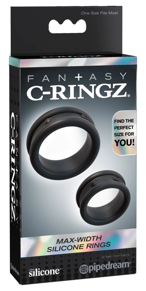 Fantasy C-Ringz varpos žiedų rinkinys iš silikono, 2 vnt., juodas