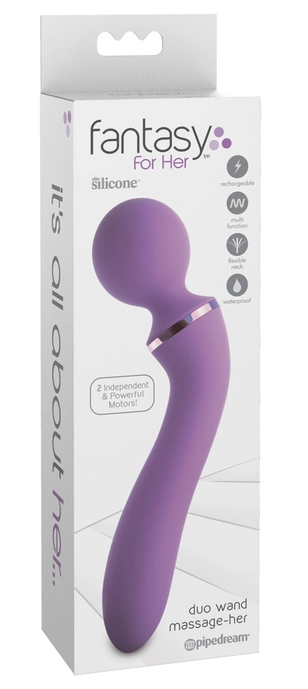Fantasy For Her dvipusis wand masažuoklis su dviem varikliais, 19,5 cm