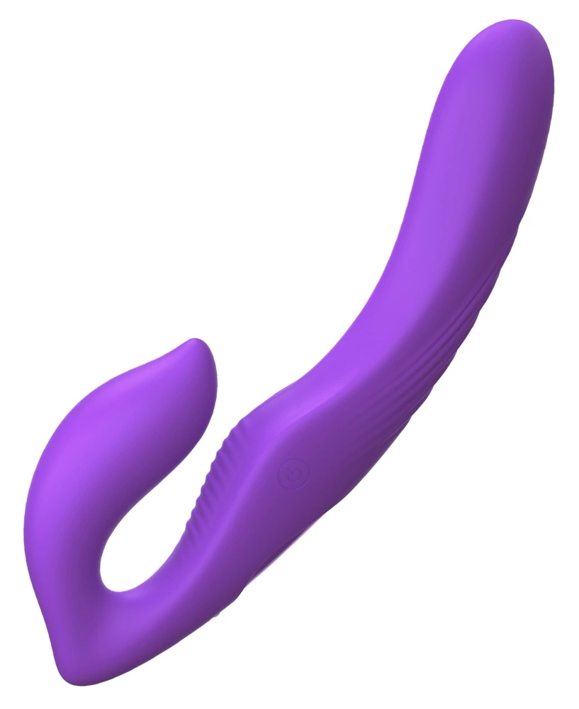 Fantasy For Her dvigubas strap-on vibratorius be diržų su pulteliu, violetinis