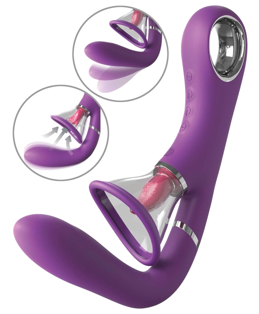 Fantasy For Her Ultimate Pleasure Pro G taško vibratorius su siurbimu ir liežuvėliu