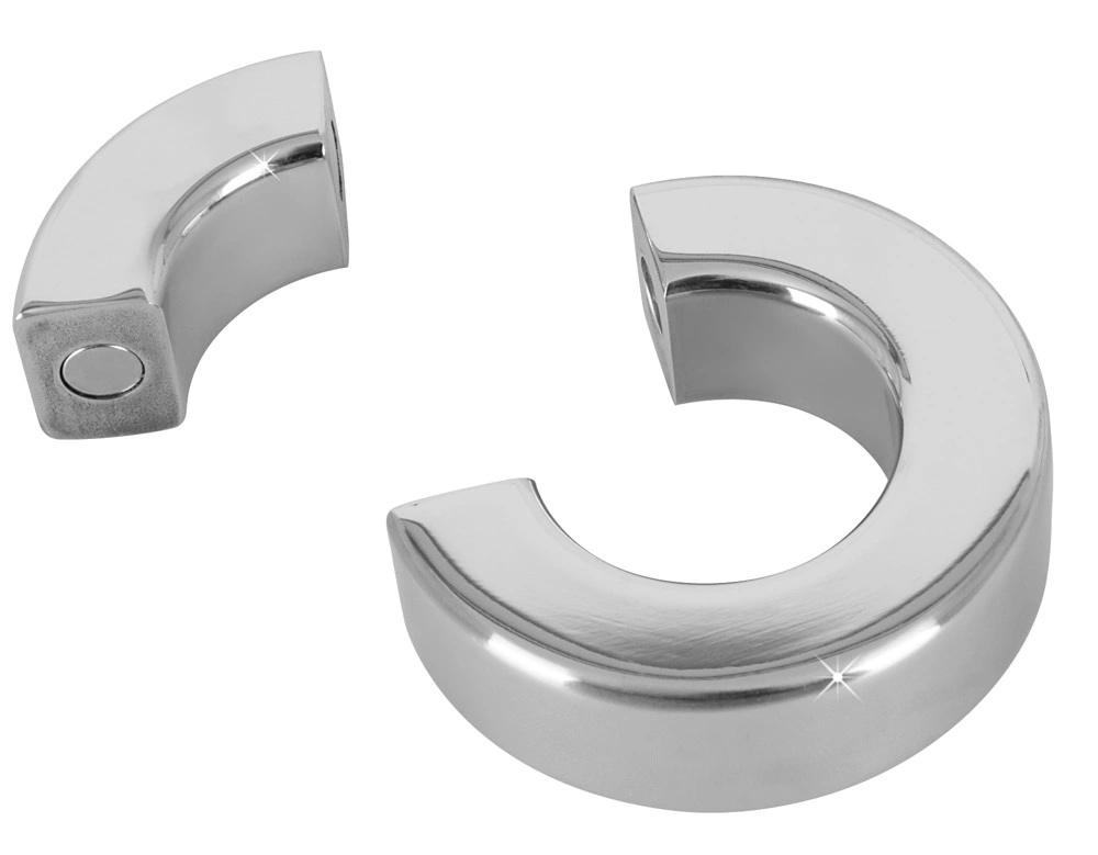 Fetish Collection magnetinis sėklidžių žiedas iš nerūdijančio plieno, 20 mm, sidabrinis