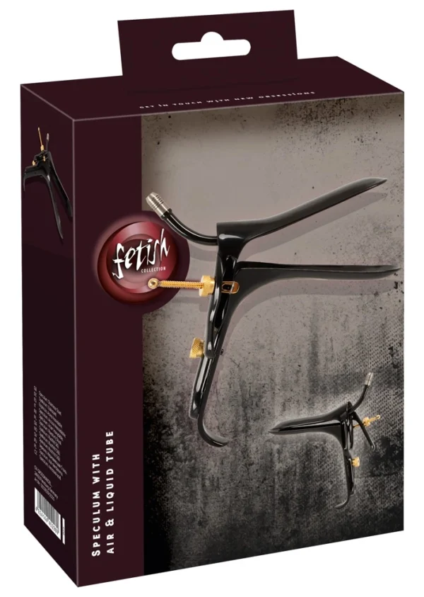 Fetish Collection spekulumas su vamzdeliu, nerūdijantis plienas, juodas su auksu, 15 cm