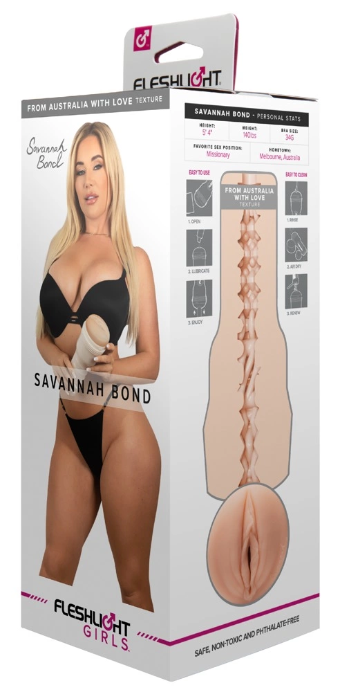 Fleshlight Girls Savannah Bond from Australia with Love masturbatorius, SuperSkin, 25 cm