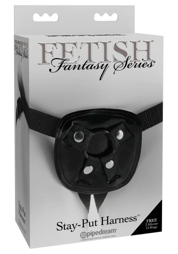 Fetish Fantasy reguliuojami strap-on diržai su 3 žiedais, juodi