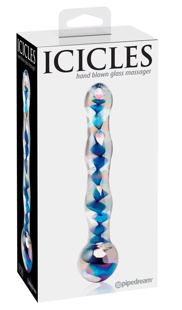 Icicles rankų darbo stiklinis dildo, 17,5 cm
