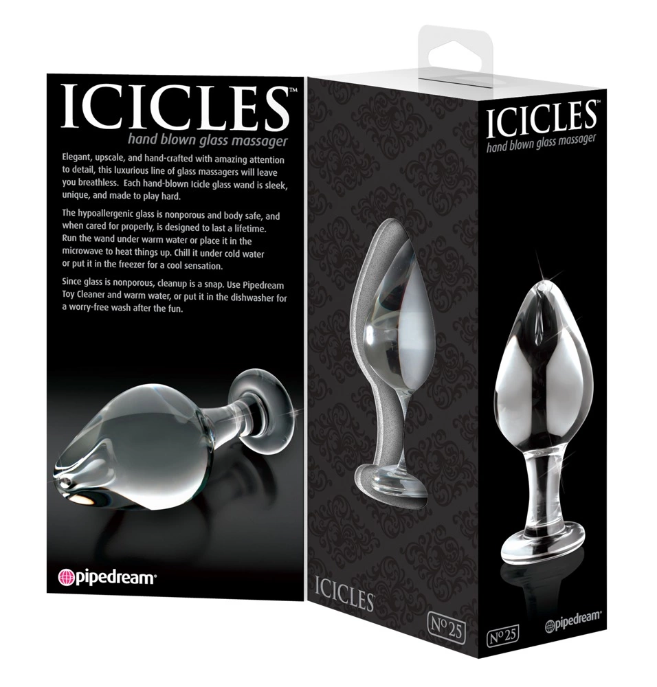 Icicles No. 25 stiklinis analinis kaištis, 9 cm, skaidrus