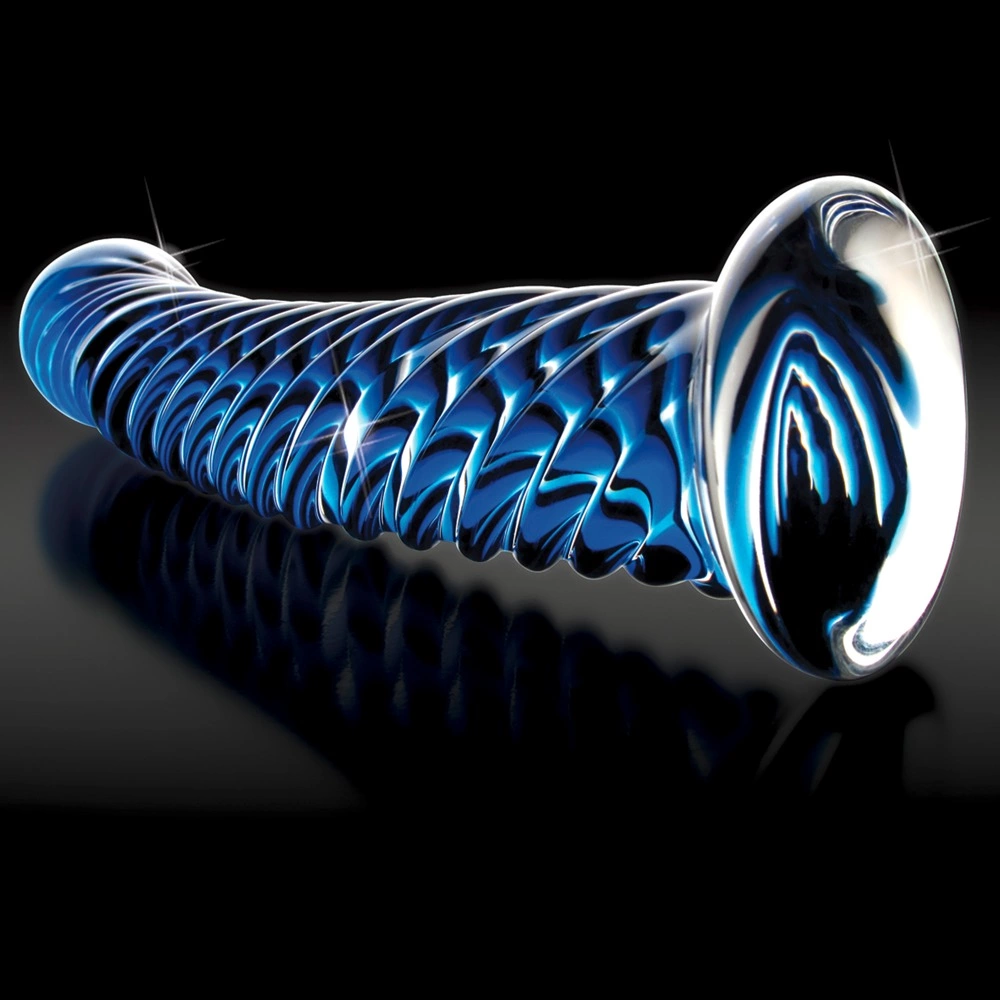 Icicles išlenktas stiklinis dildo iš borosilikatinio stiklo, 19 cm