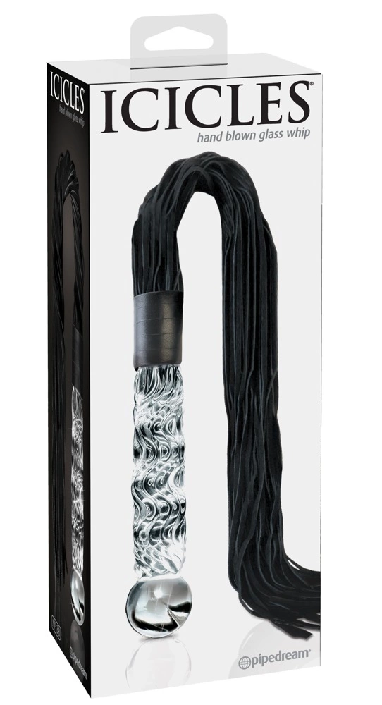 Icicles No. 38 stiklinis dildo su odiniais kutais, 63 cm