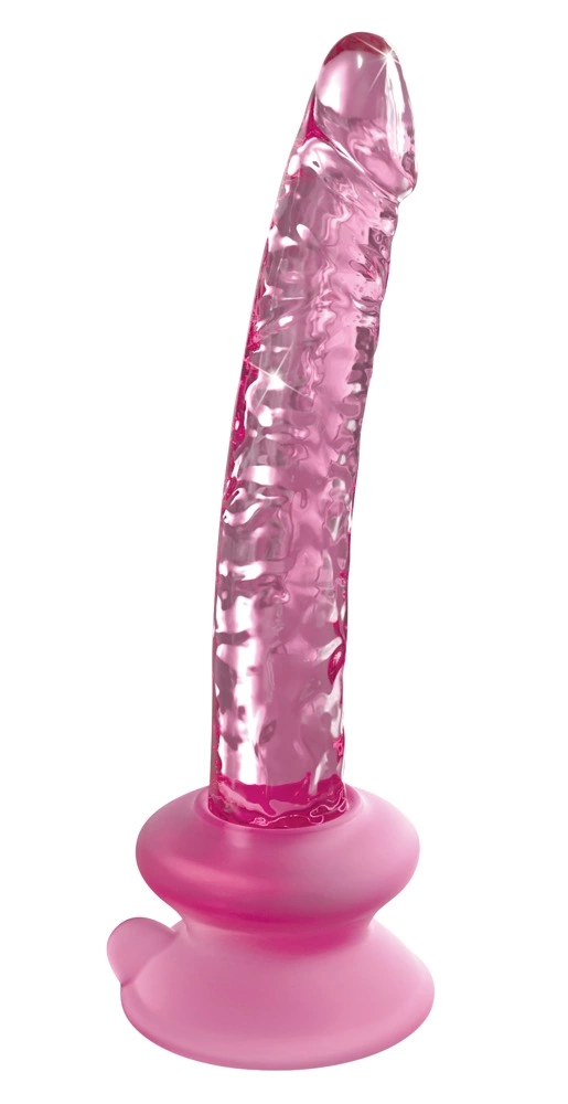 Icicles stiklinis dildo su nuimamu siurbtuku, 17 cm